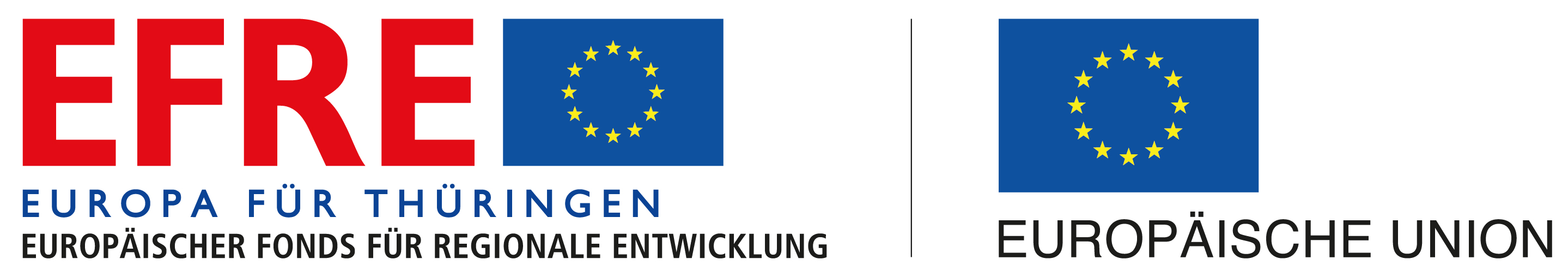 Signet-Paar mit Landessignet Thüringen, Unionslogo und EFRE-Logo